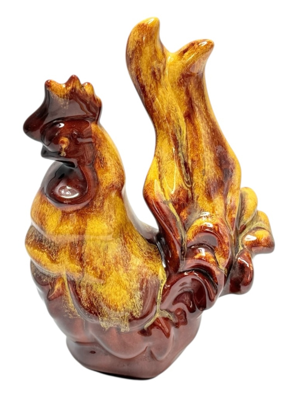 Blue Mountain‎ Pottery Glazed Ceramic Rooster Figurine Harvest Gold Drip Glaze - Picture 8 of 8